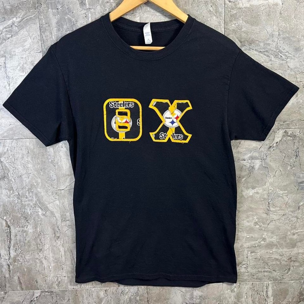 Black and‎ yellow Pittsburg Steelers Embroidered OX shirt Men's Medium #NFL